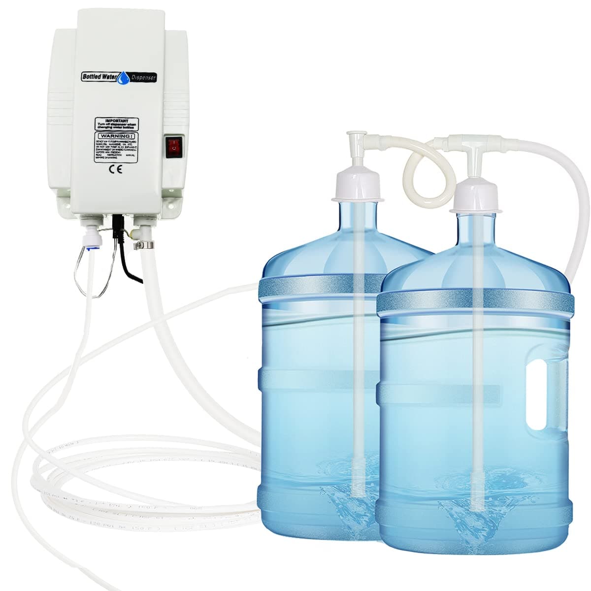 TDRRICH Bottled Drinking Water Dispensing Pump System，Double-Pipe Electric Water Pump for 5 Gallon Power 25W Pressure Value 60psi 1GPM Flow 2.5L Suitable for Coffee/Ice Machines,Refrigerators, Faucets