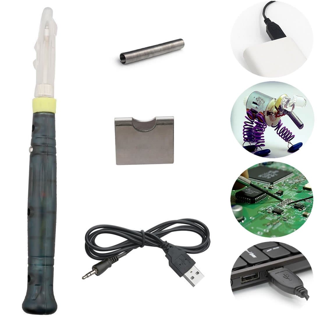 USB Portable Soldering Iron Kit, Adjustable Temperature Welding Tool,Cosomo (5V/8W) Mini USB Powered Soldering Iron Pen,Tip Touch Switc for Electronics DIY