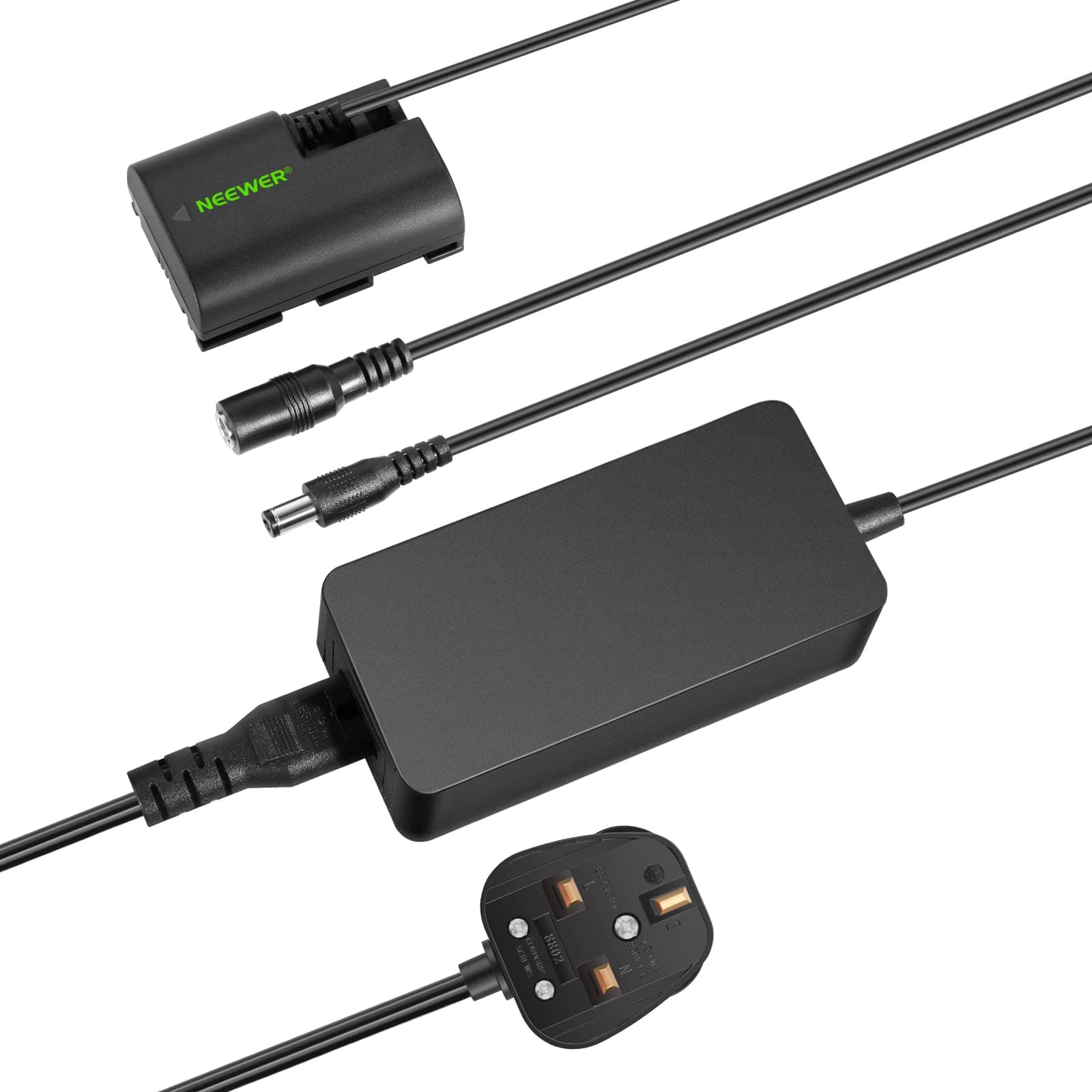 NEEWER Dummy Battery Replacement for LP-E6 LP-E6N LP-E6NH with DC Coupler and AC Power Adapter Compatible with Canon EOS R Ra R5 R5C R6 R6II R7 5D 6D 7D Mark II/III/IV 5DS 5DSR 60D 70D 80D 90D