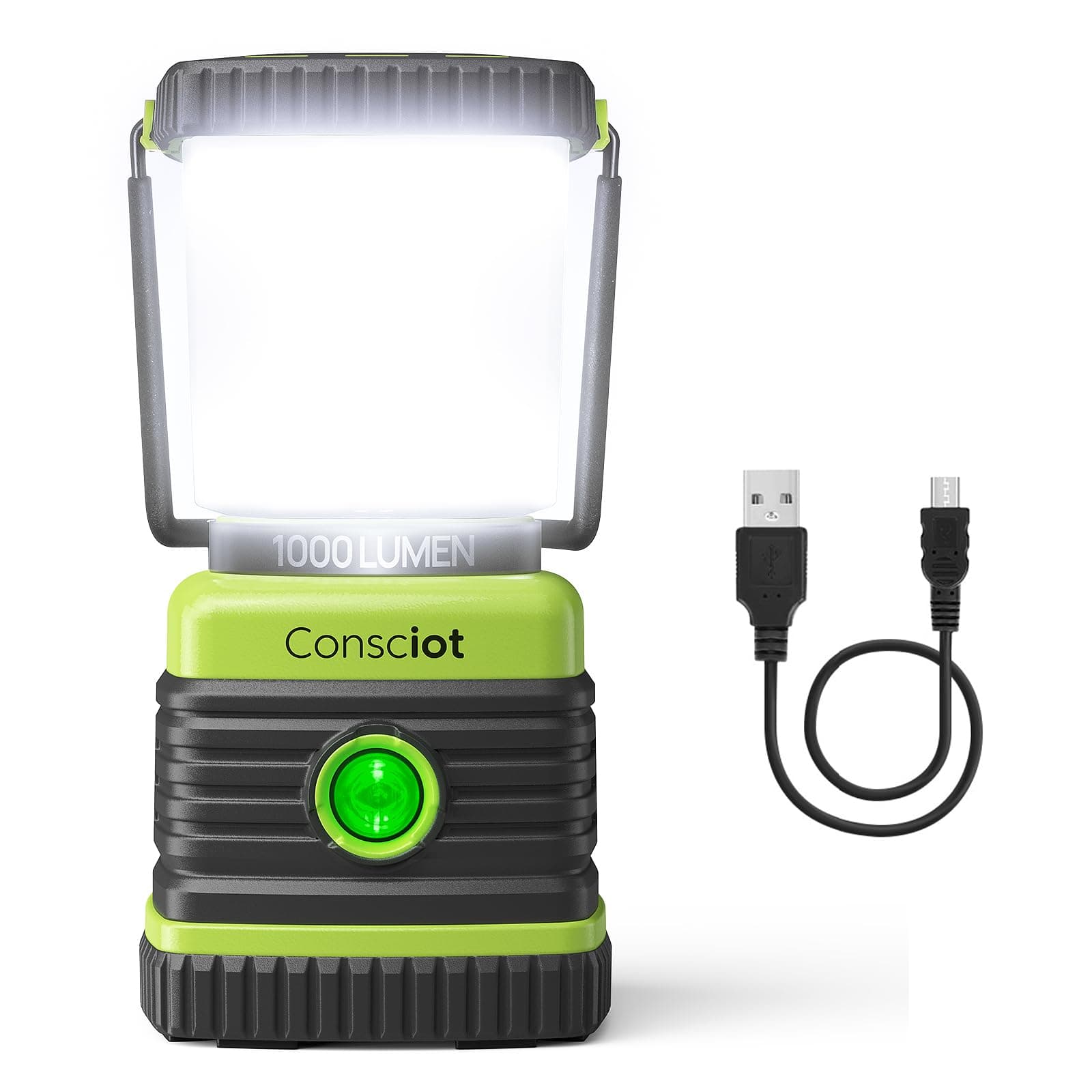 Consciot LED Camping Lantern Rechargeable, Camping Lights, 1000LM, 4 Light Modes, 4400mAh Power Bank, IPX4 Waterproof Tent Lights, Dimmable Flashlight for Emergency, Power Outages, USB Cable Included