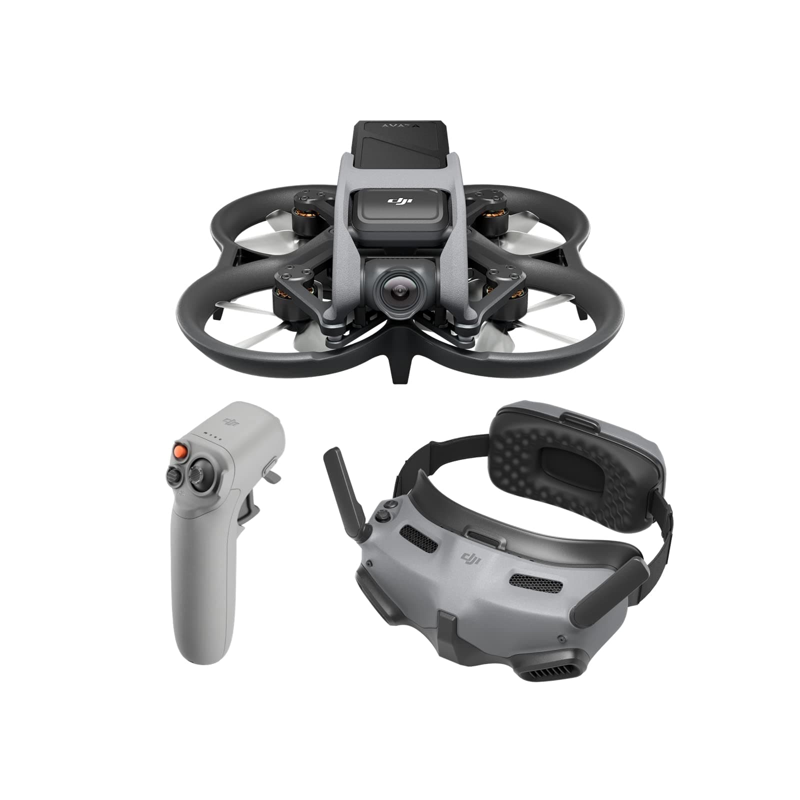 Avata Explorer Combo, First-Person View Drone with Camera 4K, Super-Wide 155° FOV, Includes New RC Motion 2 and Goggles Integra Black, FAA Remote ID Compliant