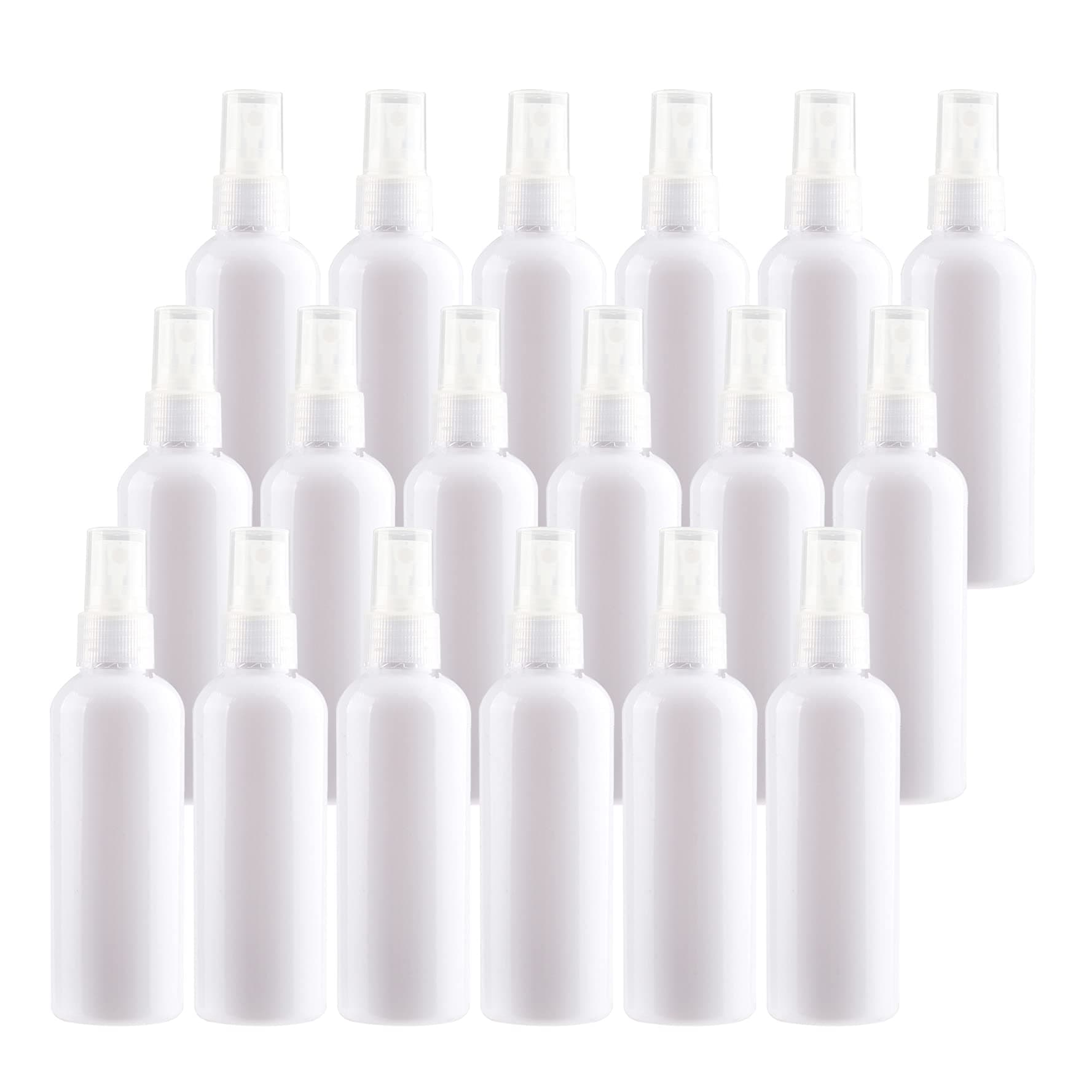 24 Pieces Empty 100 ml White PET Plastic Fine Mist Pump Spray Bottles with Clear Top Portable Sprayer for Perfume Water Cosmetic Travel Containers Refillable, 2x Funnel