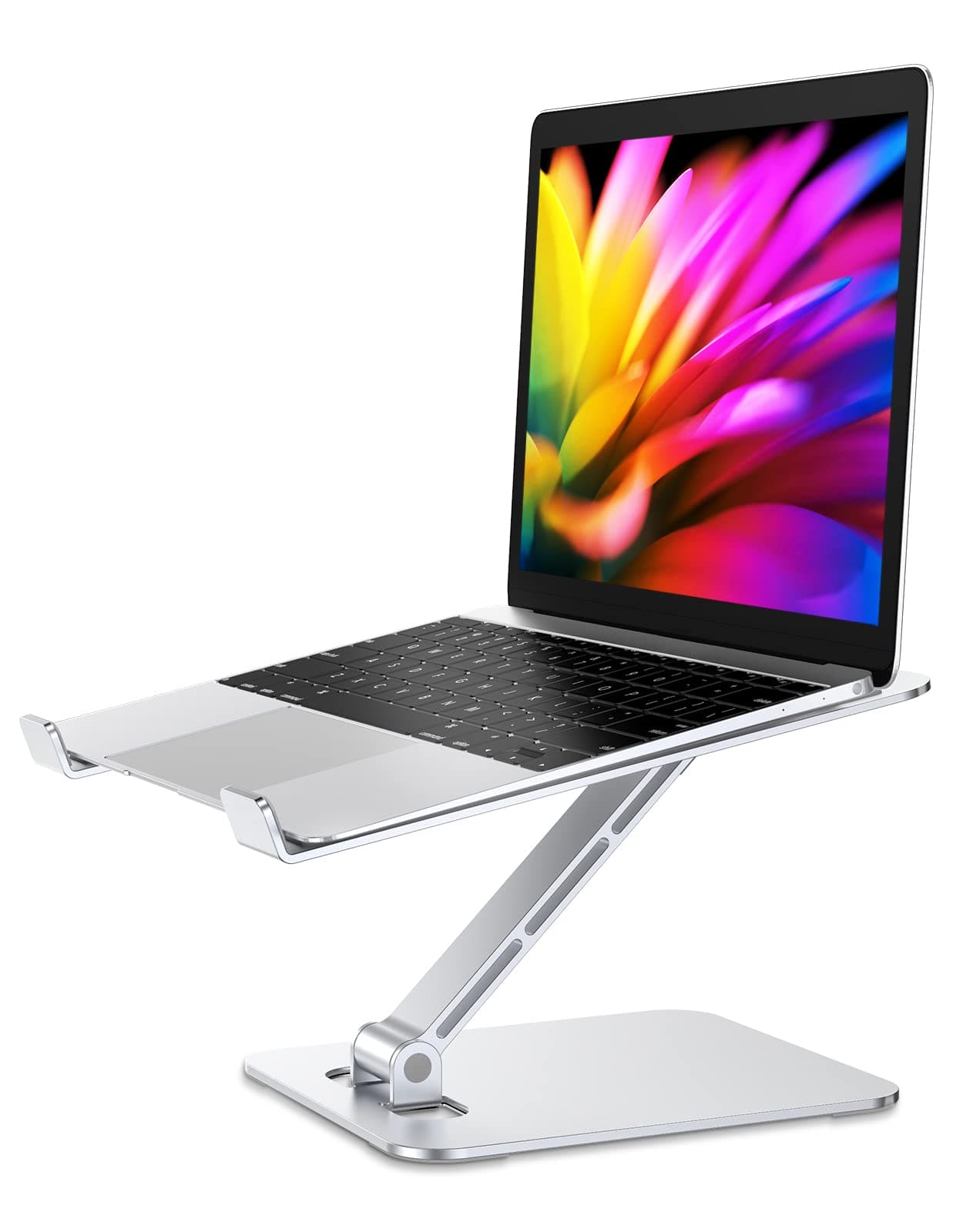 Laptop Stand, Ergonomic Foldable Computer Stand with Adjustable Height, Ventilated Aluminium Alloy Laptop Riser Desktop Book Stands Compatible with MacBook Air Pro, All 10-16" Laptops (Silver)