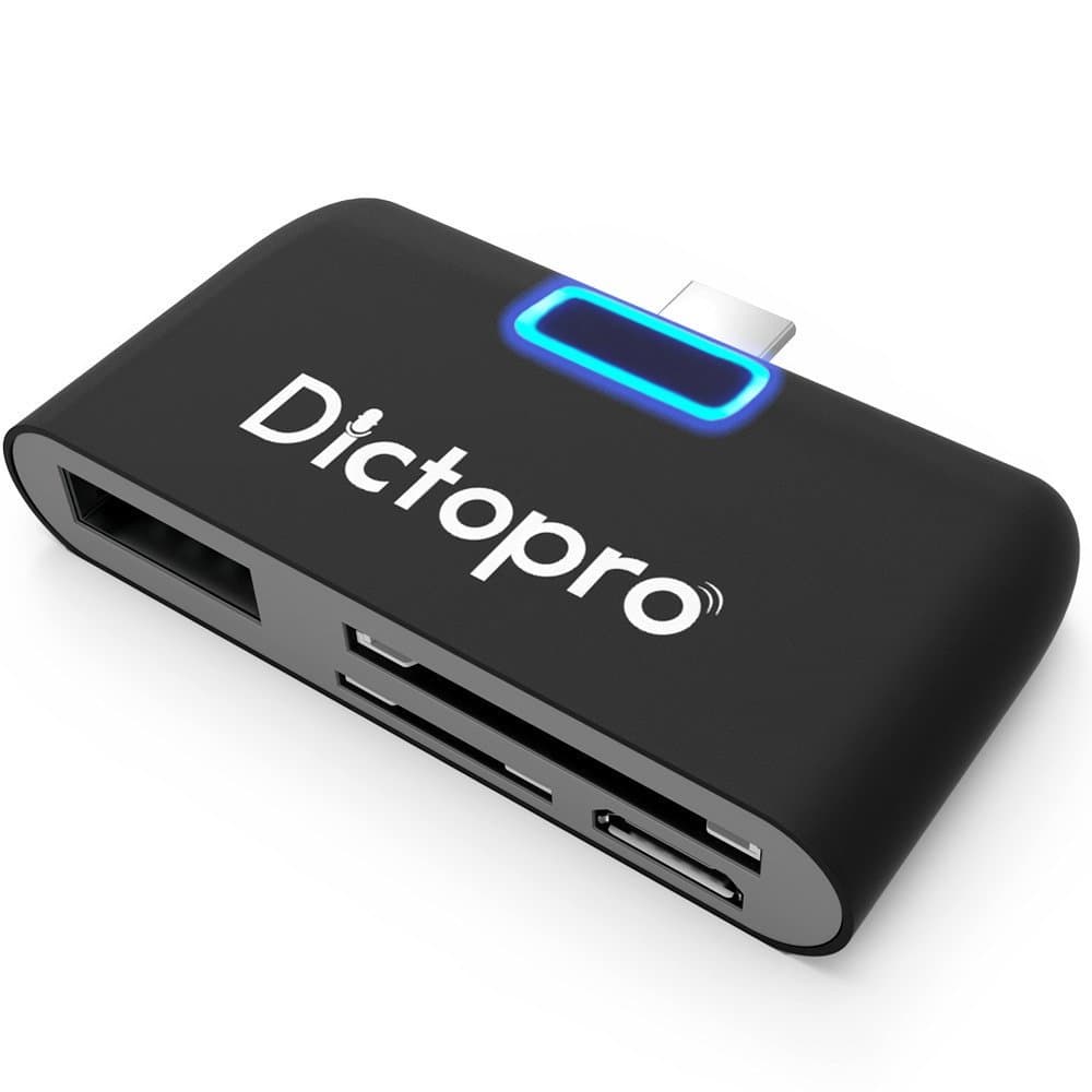 DICTOPRO - USB-C Type-C Hub Adapter w/High Speed Transfer Card Reader for SD, microSD, Micro-USB, USB, 4-in-1 Combo. Best Slim External Travel Adaptor for MacBook Laptop, Android, Apple, Mac, PC 2018