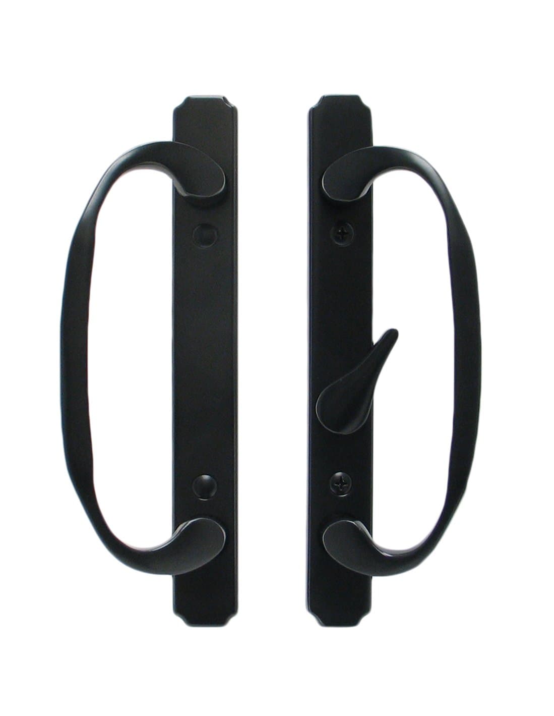 Solid Brass Sliding Glass Door Handle Set, Black, 3-15/16” CTC Screw Holes