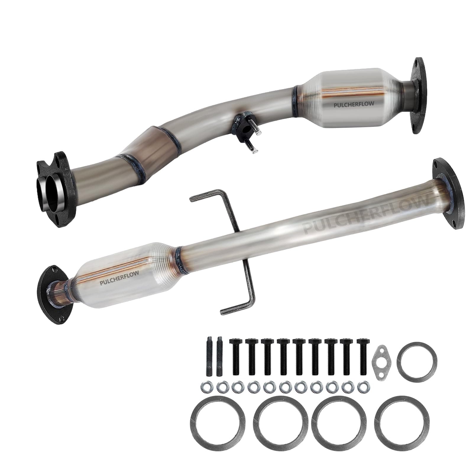 PULCHERFLOW Front&Rear Catalytic Converter Compatible with 2000 2001 2002 2003 2004 Toyota Tacoma 2.7L l4 Catalytic Convertor High Performance (EPA Compliant)