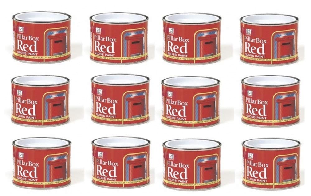 12 x Pillar Box RED Gloss Paint 180ml Non Drip Home DIY For Metal Wood Concrete