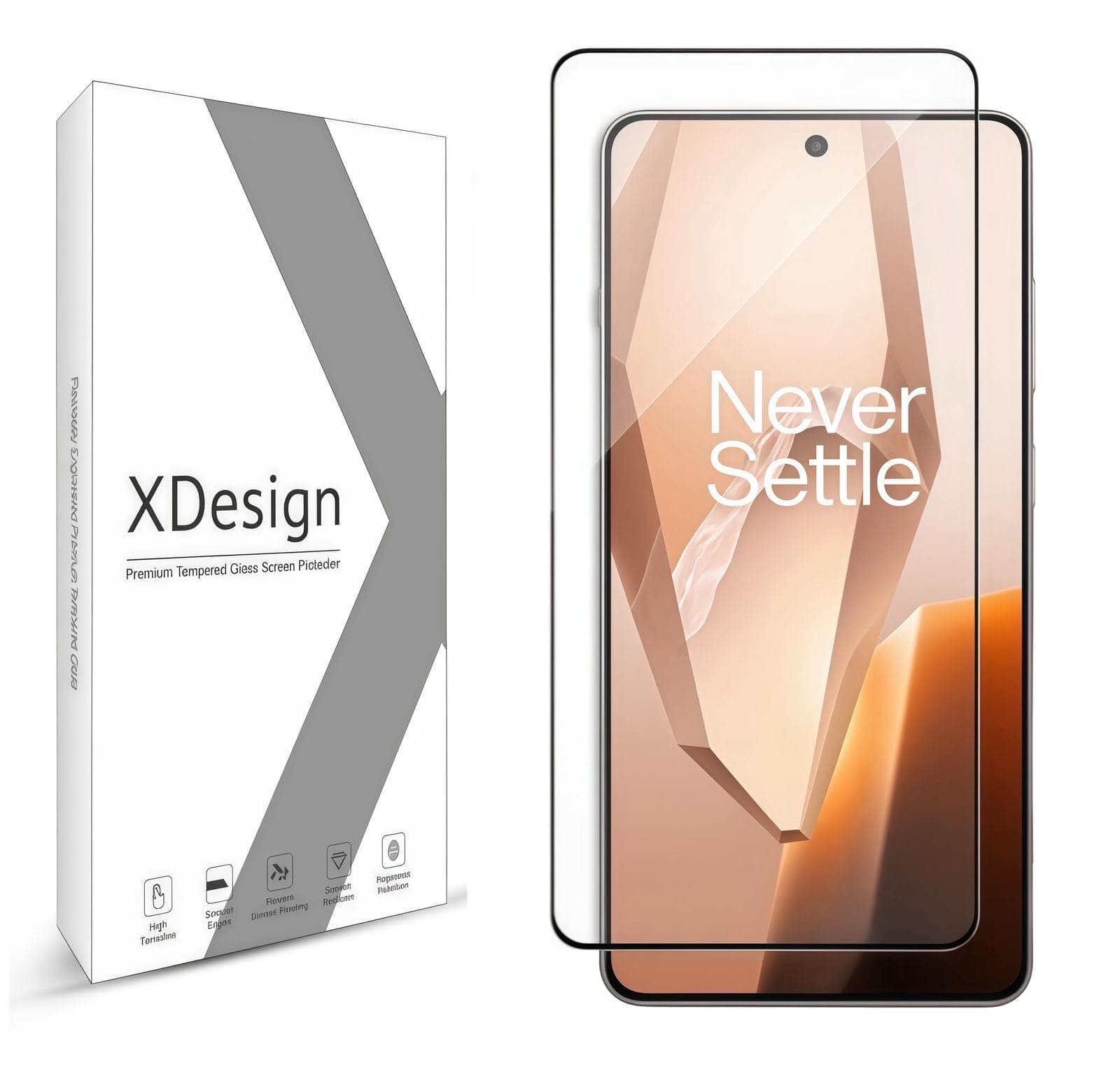 XDesign Tempered Glass Screen Protector Compatible For OnePlus 13R / OnePlus 13R 5G (Black) Edge To Edge Full Screen Coverage 9H With Easy Installation Kit,Pack Of 1