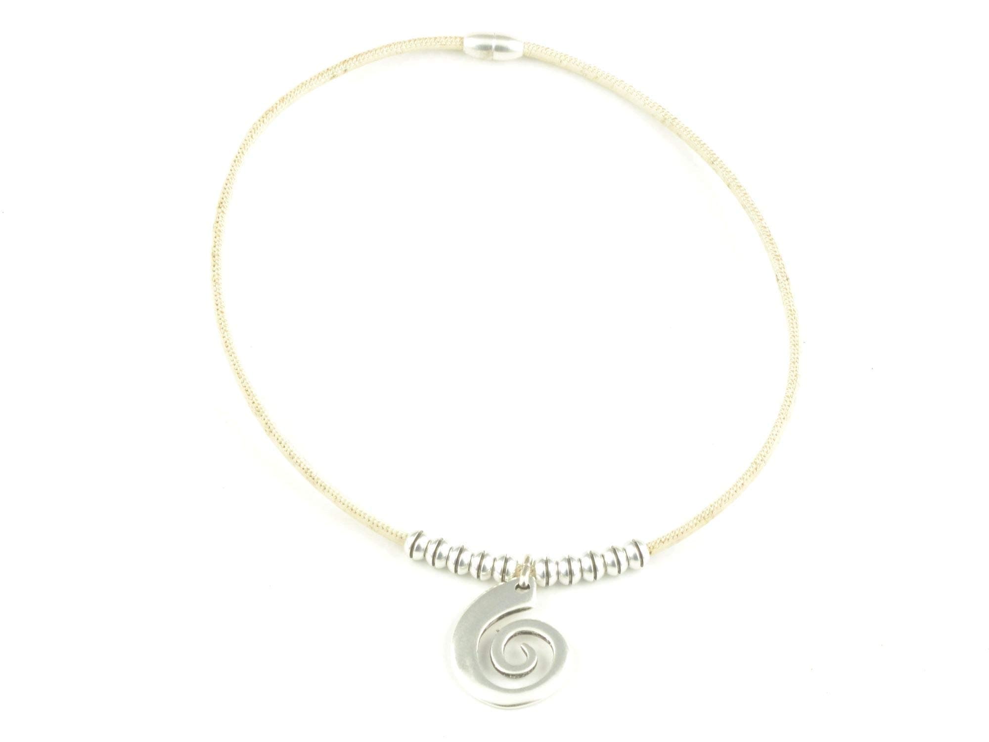 cork necklace with spiral pendant