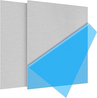2Pack 5052 H32 Thin Aluminum Sheet Metal 12 x 12 x 1/64 (0.02”) Inch Plain Aluminum Plate Covered with Protective Film, Rectangle 0.5MM Aluminum Metal Plate for Crafting, Industrial