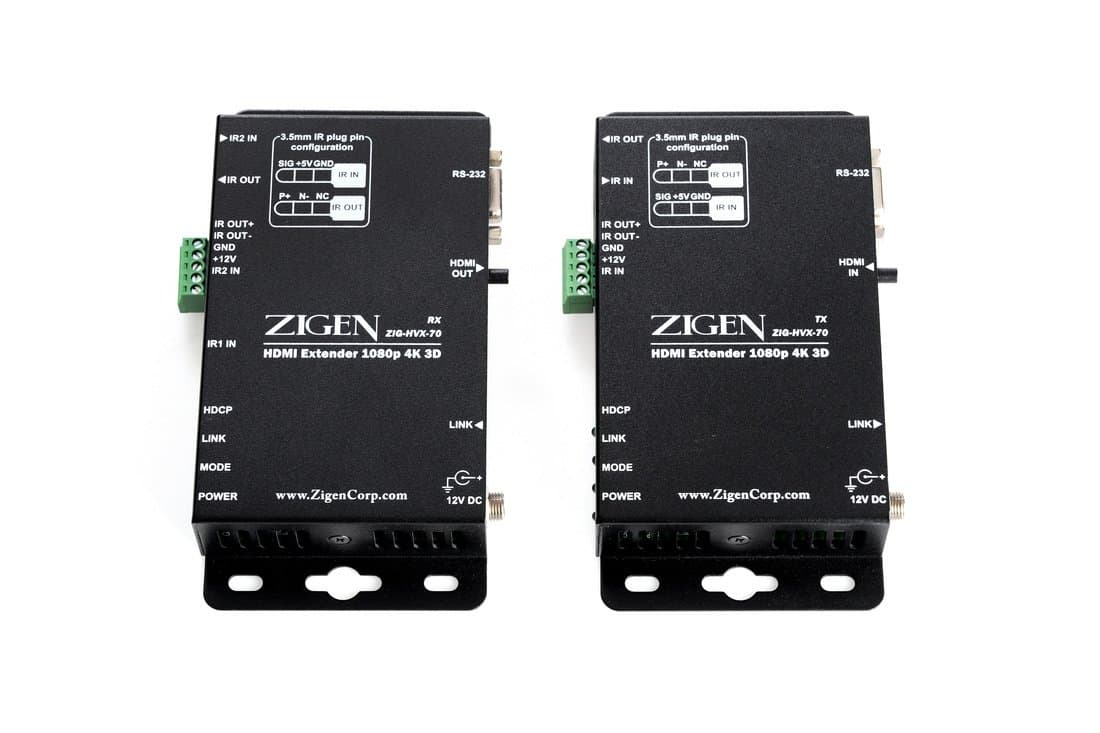 Zigen ZIG-HVX-70 4K UHD HDbasT Extender (Set) (RS-232, IR) (70M)