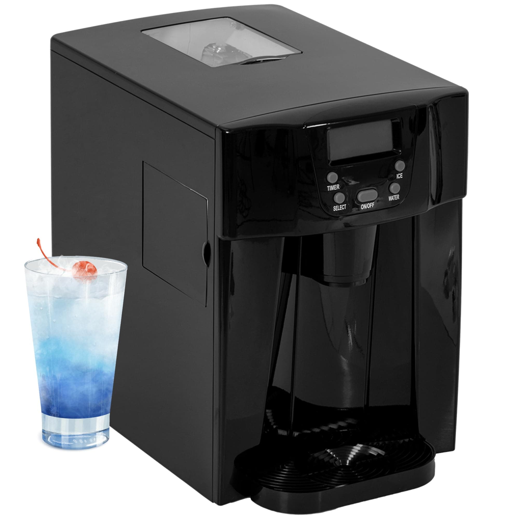 HOMCOM 3L Ice Maker Machine and Water Dispenser, 12kg in 24H, 2 Size Options 9 Ice Cubes Ready in 6-10 Mins Countertop Ice Machine for Home, Kitchen, Office, Bar, Black