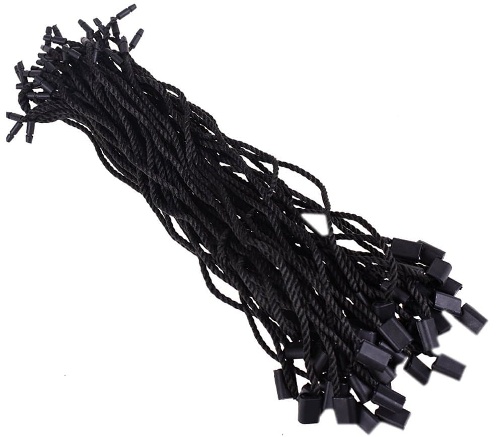 Lesirit 7" Black Hang Tag Fasteners String Snap Lock Pin Loop Fastener Hook Ties,100 Pack (A)