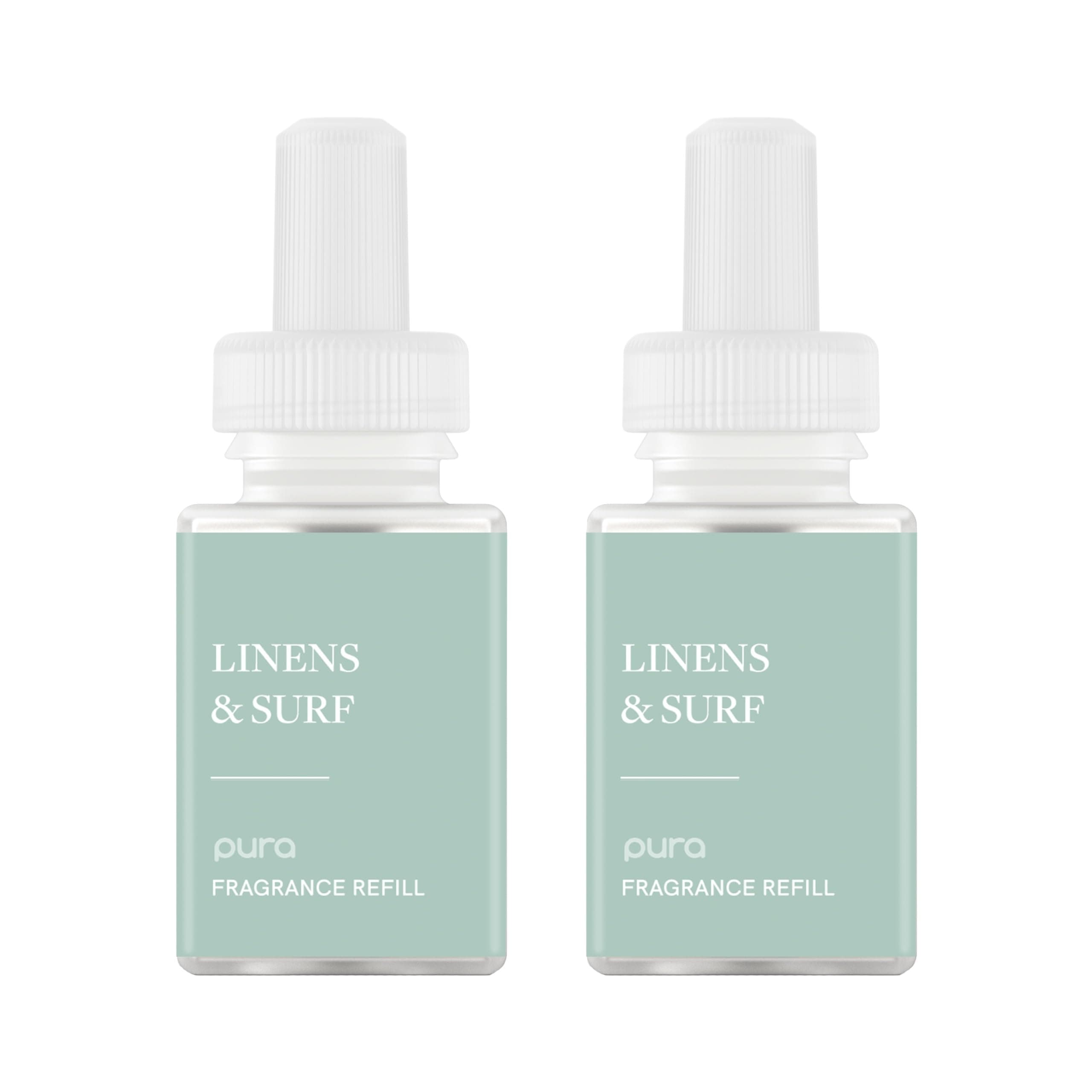 Pura Smart Home Air Diffuser - Smart Air Diffuser - Up to 120-Hours of Luxury Fragrance per Refill - Spring & Summer Fragrance - 2 Pack, Linens & Surf