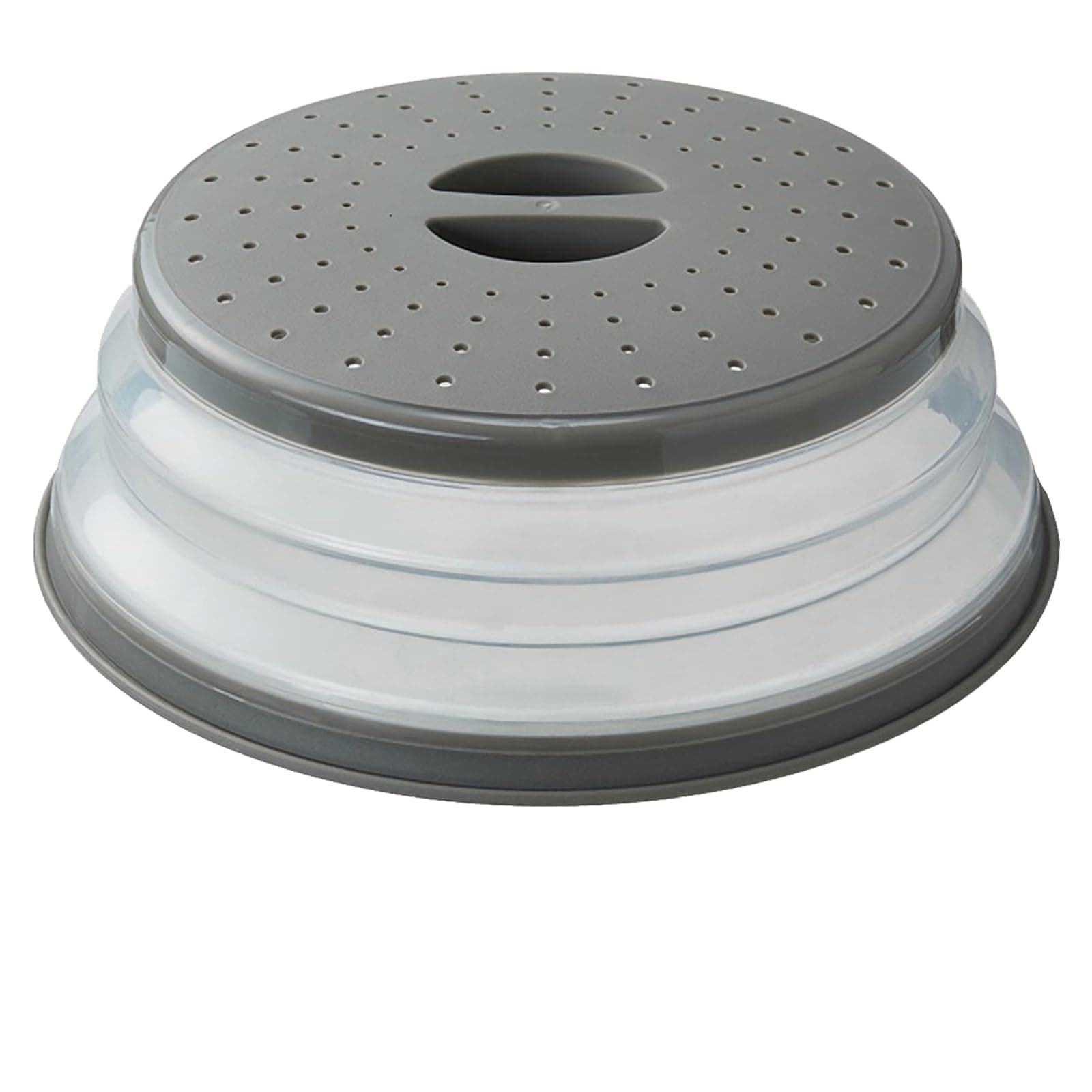 WENWELL Vented Collapsible Microwave Splatter Cover for Food,Kitchen dish bowl Plate lid Can be Hung,Dishwasher-Safe,Fruit Drainer Basket,BPA-Free Silicone & Plastic,grey