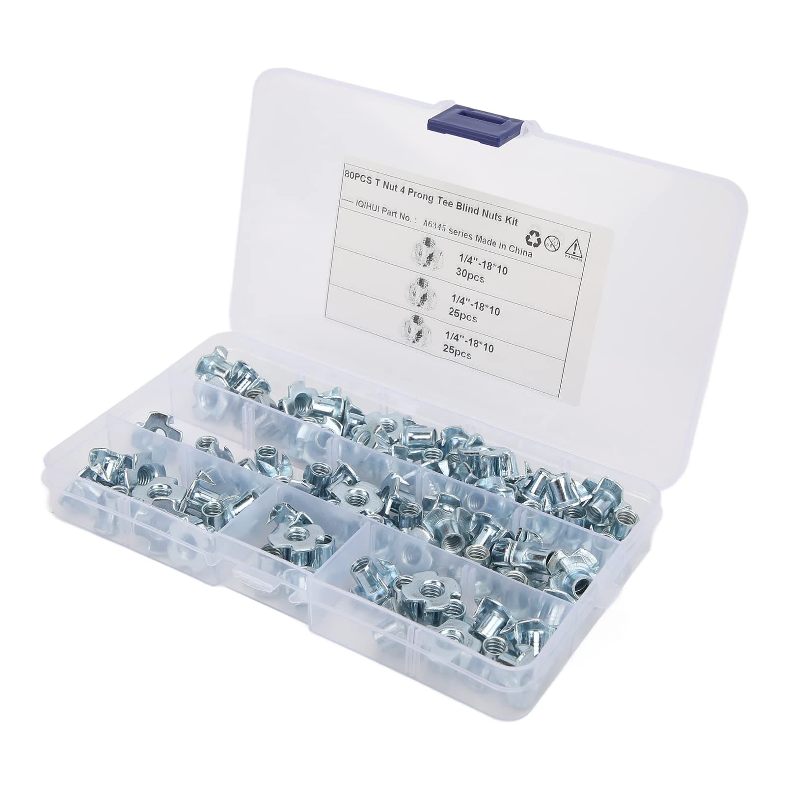 FolanyT Nuts, Wide Use Sturdy Durable Pronged Tee Nut Kit Carbon Steel for RV Machinery for Electronic Equipment