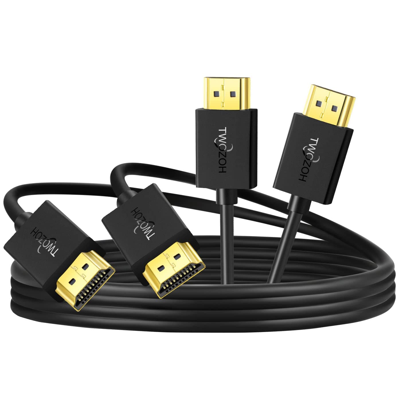 Twozoh Slim HDMI Cable 1FT 2 Pack, Ultra Thin & Extreme Flexible HDMI to HDMI Cord Support 4K@60Hz/2160P/1080P