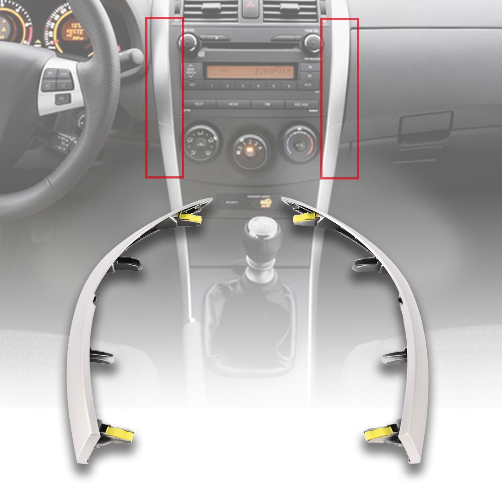 Left & Right Upper Side Central Dashboard Cover Strip Trim 55436-02330 55435-02370 Compatible with Toyota Corolla 2010 2011 2012 2013 Dash Board A/C Outlet Air Vent Panel Trim