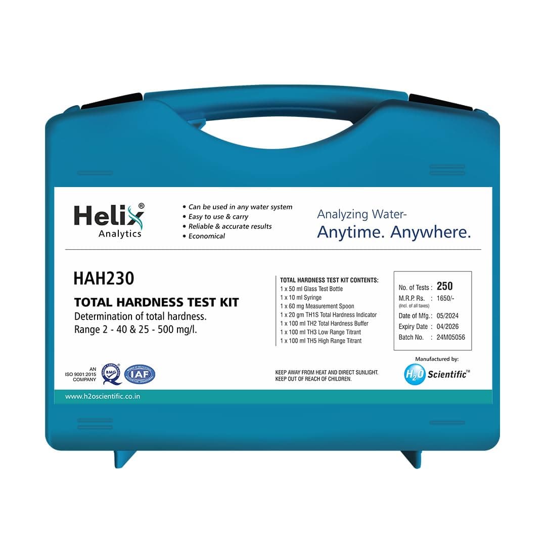 Total Hardness test kit Quick and Easy Hard Water Test for soft water & Hard Water. Determination of Total Hardness Test Range 2-40, 25-500, mg/l as CaCO3 (250 Test)