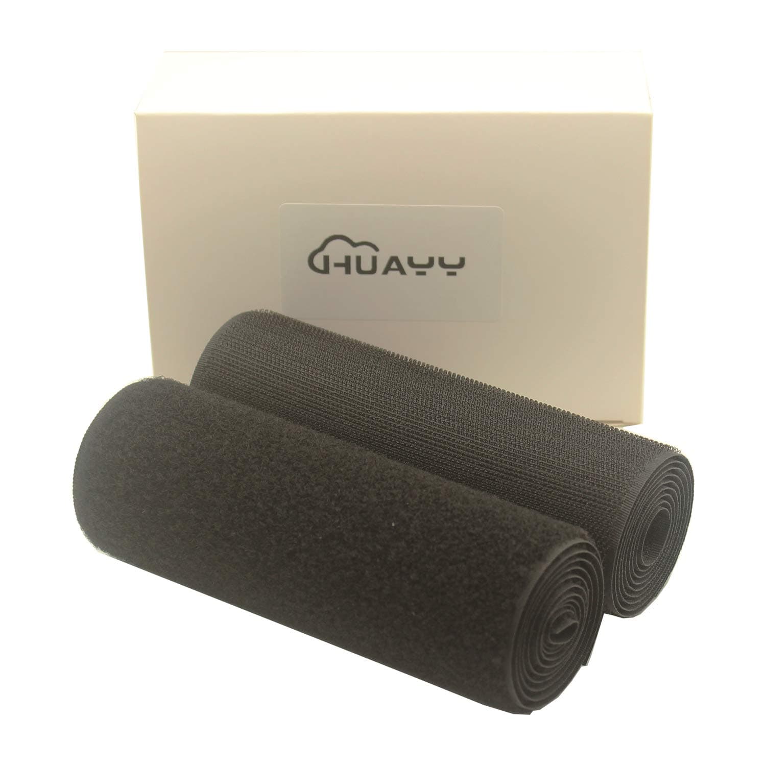 Sew on Hook and Loop Style,Non-Adhesive Nylon Strips Fabric,6 Inches Width 1 Yard Length,Black (6in x 1yd)