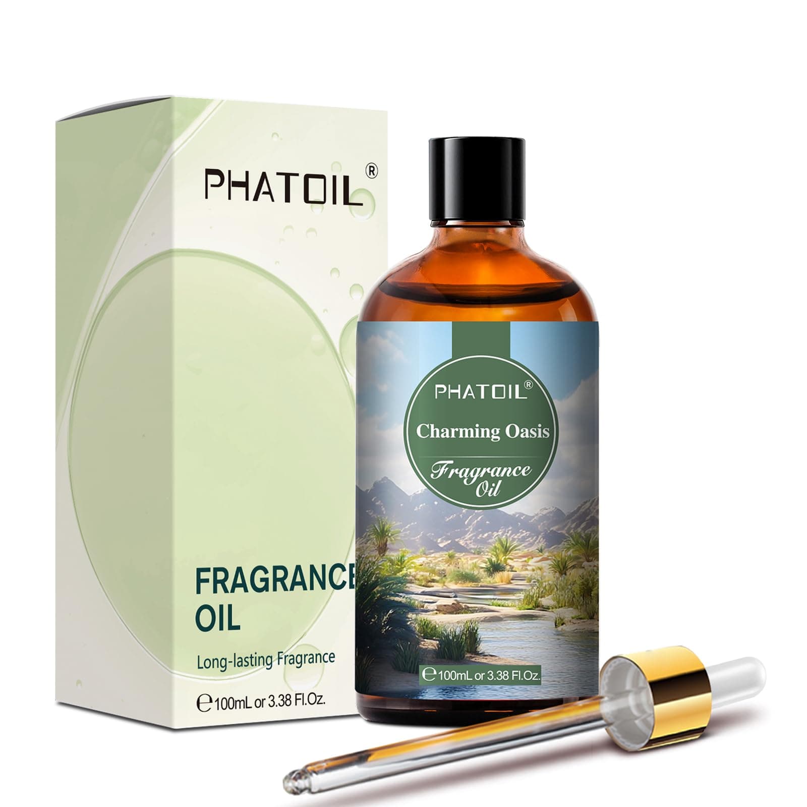 PHATOIL Charming Oasis Fragrance Oils for Aromatherapy, 3.38FL.OZ Diffuser Oils for Home, Perfect for Aromatherapy, Humidifiers, Yoga, DIY Candle and Soap Making - 100ml