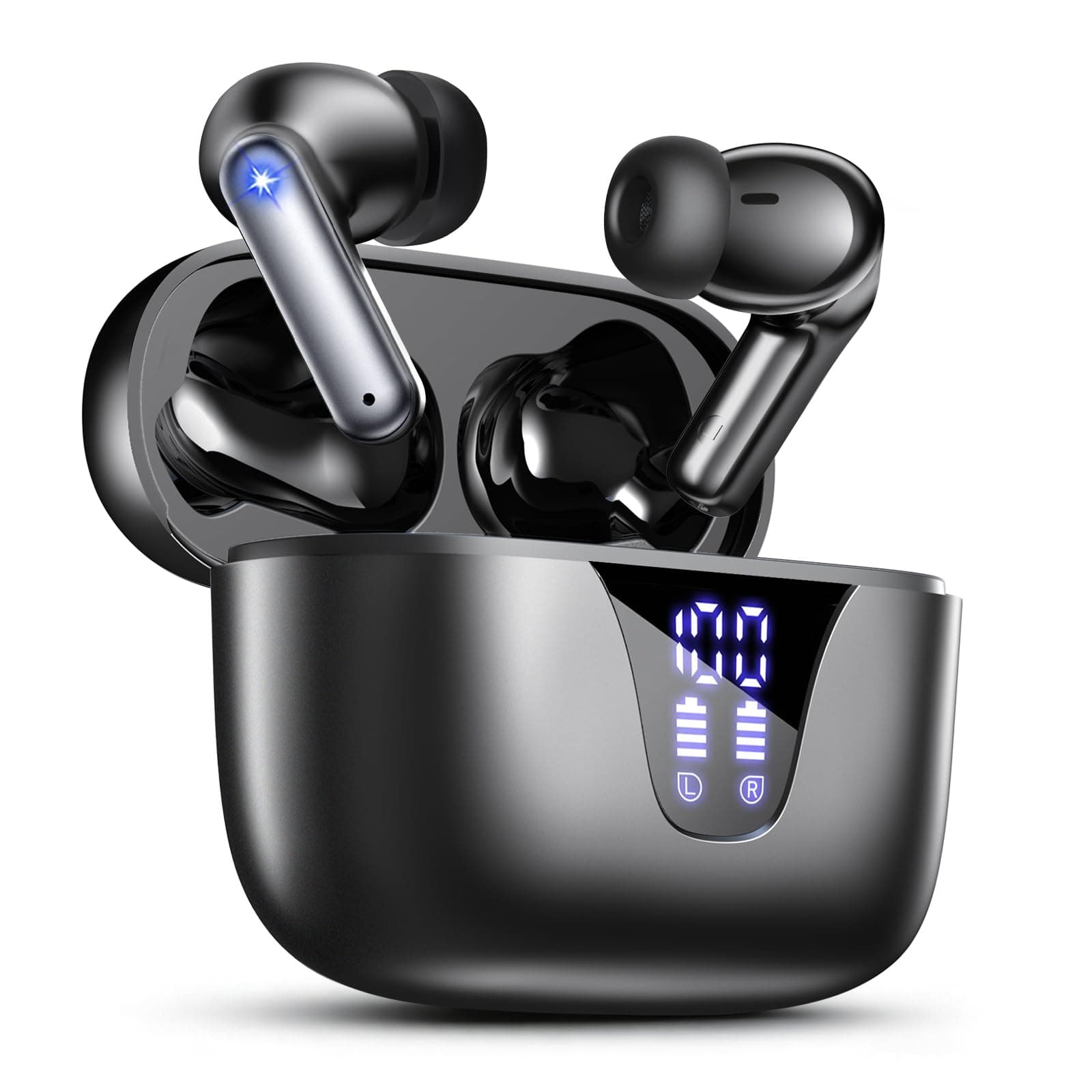 Bluetooth Wireless Earbuds, 2025 Model Redefine Industry Standards, A1 Wireless, Automatic Pairing, Touch Control, Type-C Charging, IPX7 Waterproof, LED Display, AAC/SBC, Microphone Included
