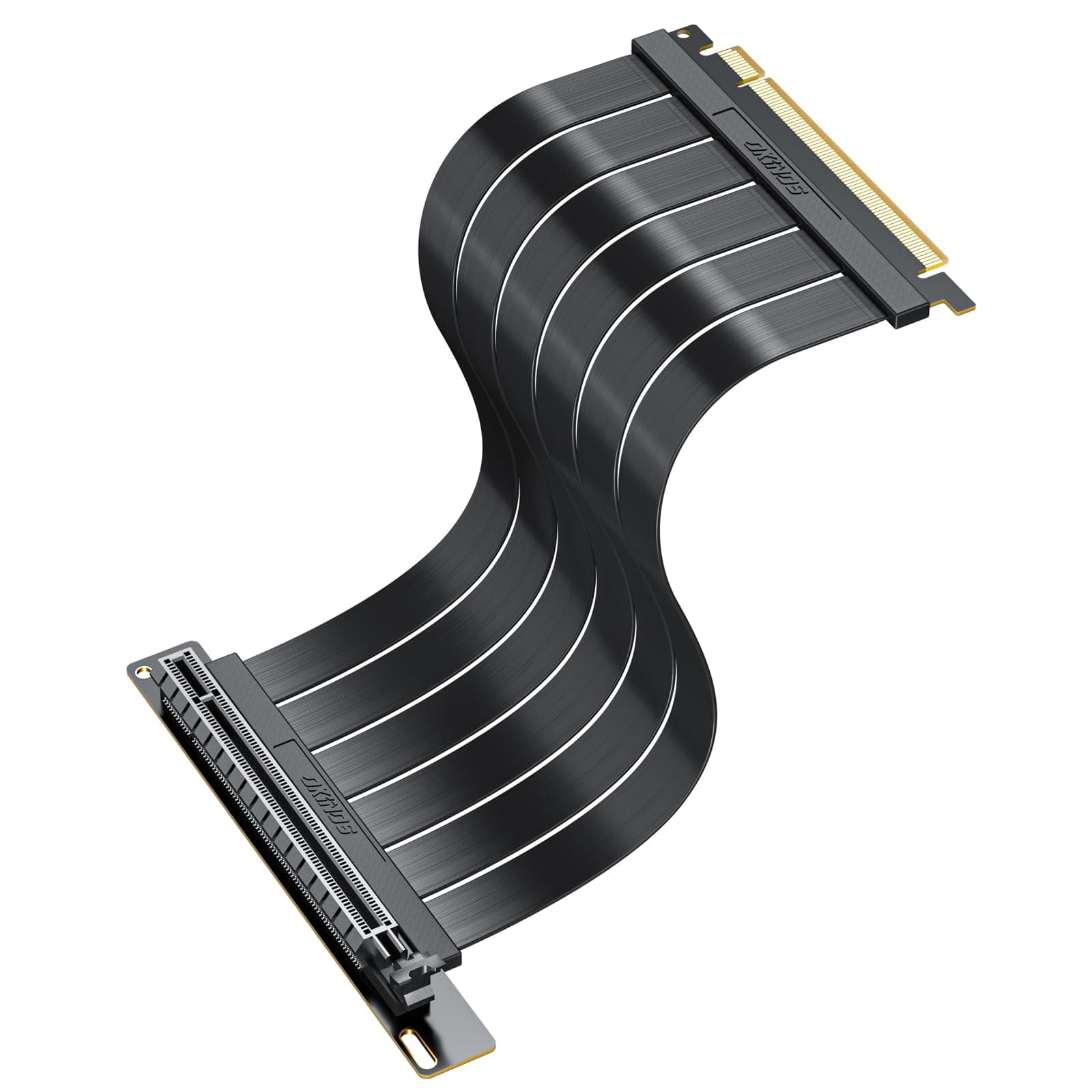 Okinos PCI-E 4.0 Riser Cable, RTX4090 RX7900XTX Tested, PCIe 4.0 x16 High Speed Flexible Extender Card Extension Port 90 Degree Adapter, Black 300mm Compatible with RTX4090, RTX4070ti, RTX3090ti