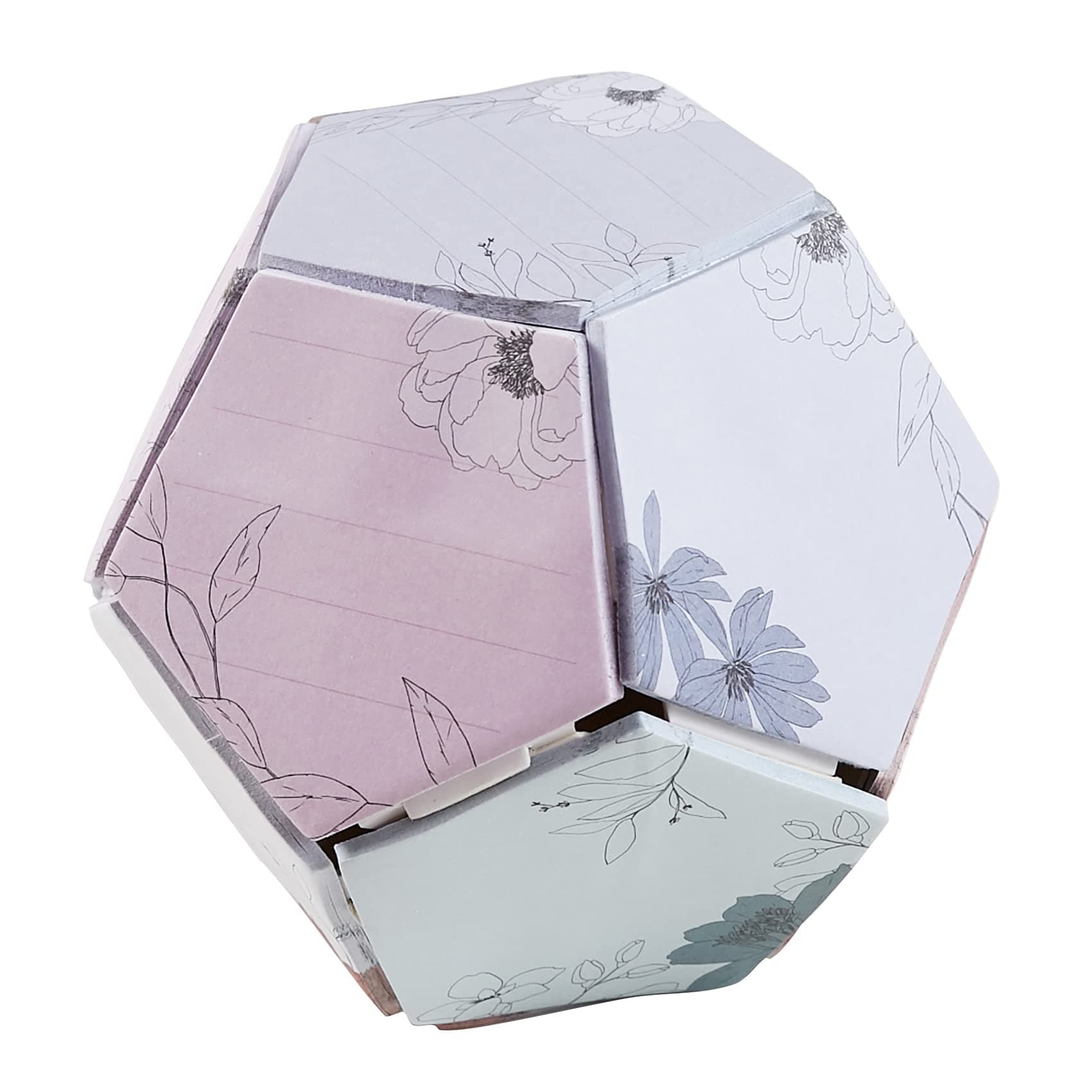 Sticky Note Ball - in Bloom Design. 300 Total Adhesive Sheets Between 12 Unique Pentagon Pads. Each Pad Measure 1.5" x 1.5" with 25 Sheets Per Pad for Color-Coded Organization by Erin Condren