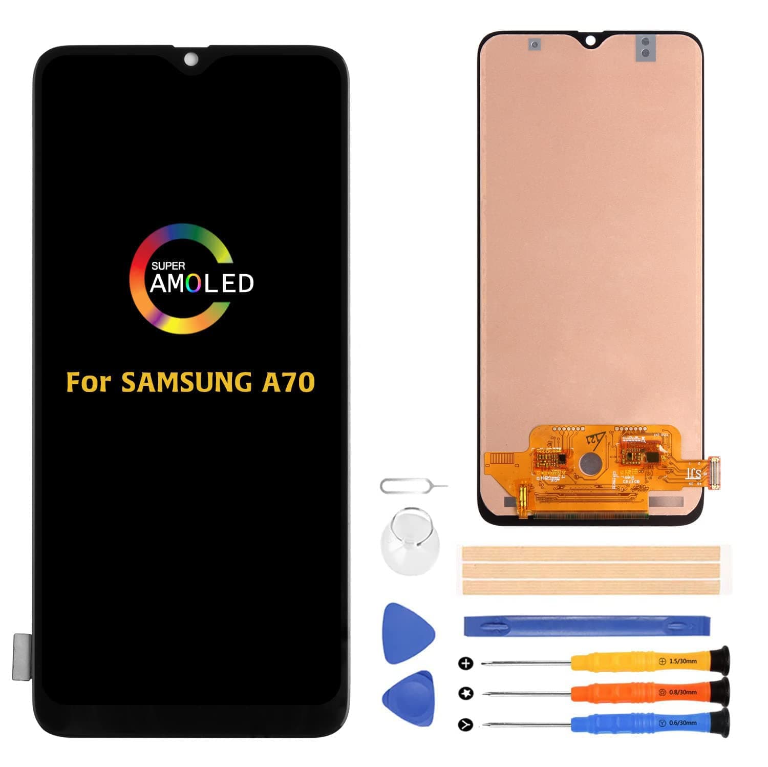 A-MIND for Samsung Galaxy A70 A705 LCD Display Touch Digitizer(OLED) A705F A705FN A705GM A705MN A7050 A705W A705YN A705X A705U Screen Replacement Full Assembly+Tools(Small Size)