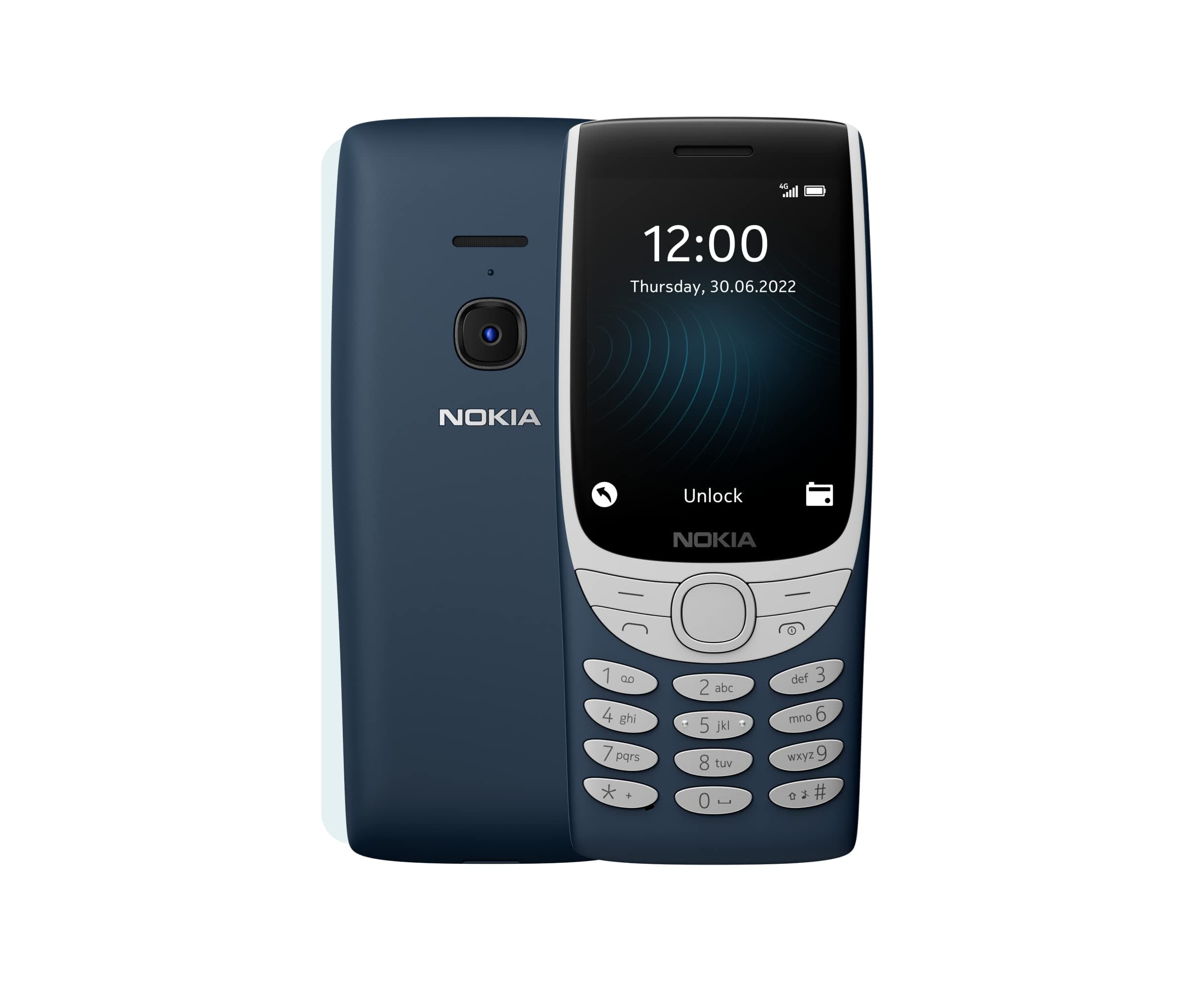 8210 Feature Phone with 4G connectivity, large display, built-in MP3 player, wireless FM radio and classic Snake game (Dual SIM) – Dark Blue