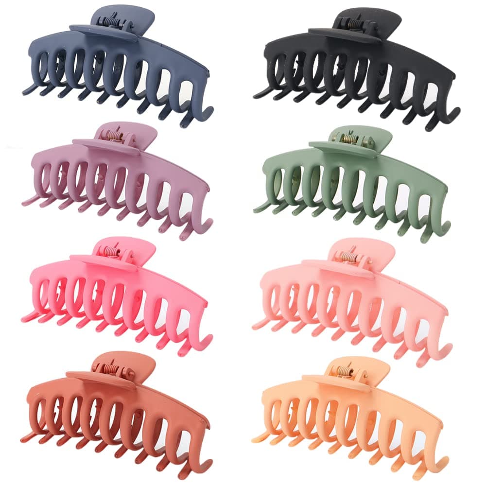 BEWAVE Hair Claw Clips, Large Claw Clips for Thin Thick Hair, Non-slip Strong Hold Hair Styling Jaw Clips Gift for Women Girls, 8 Pcs