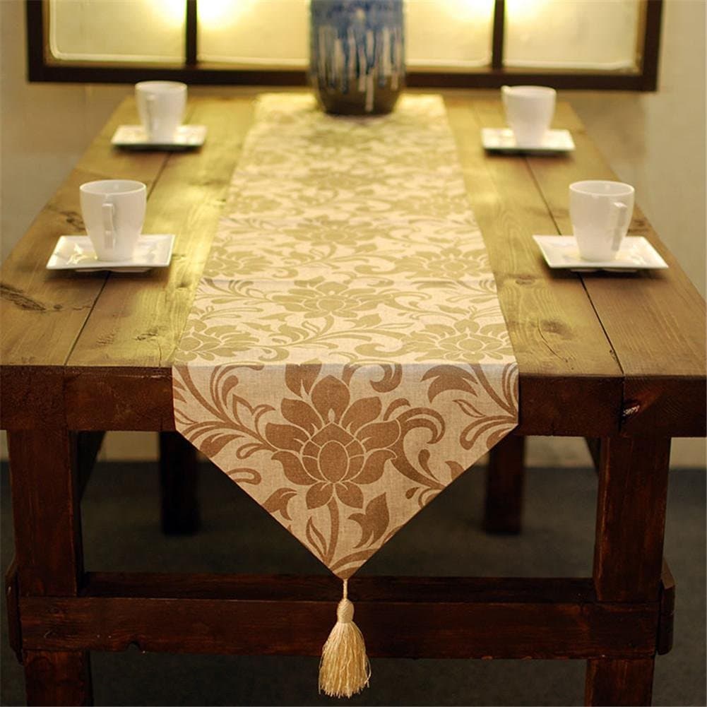 ADDMAT® Table Runner Chinese table flag ice silk hemp fabric home decoration accessories European style table flag , A , 32*200cm