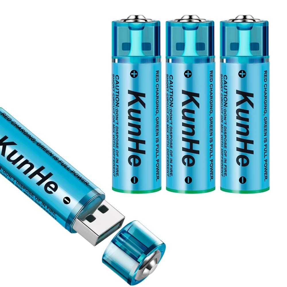 USB Rechargeable AA Batteries (4 Count) Double A 1.5V 1200 mAh USB AA Rechargeable Battery 4 Pack