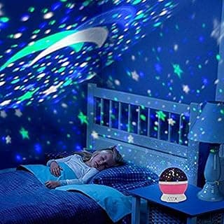 AZOD Plastic Star Projector Romantic Led 360 Degree Rotation 4 Led Bulbs 9 Light Color Changing With Usb Cable Night Light Lamp (Multicolour)