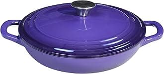 Braiser Enameled Cast Iron Braiser 2.25 qt Braiser Pan with Lid Purple Shallow Cast Iron Casserole Braiser Pan with Handels