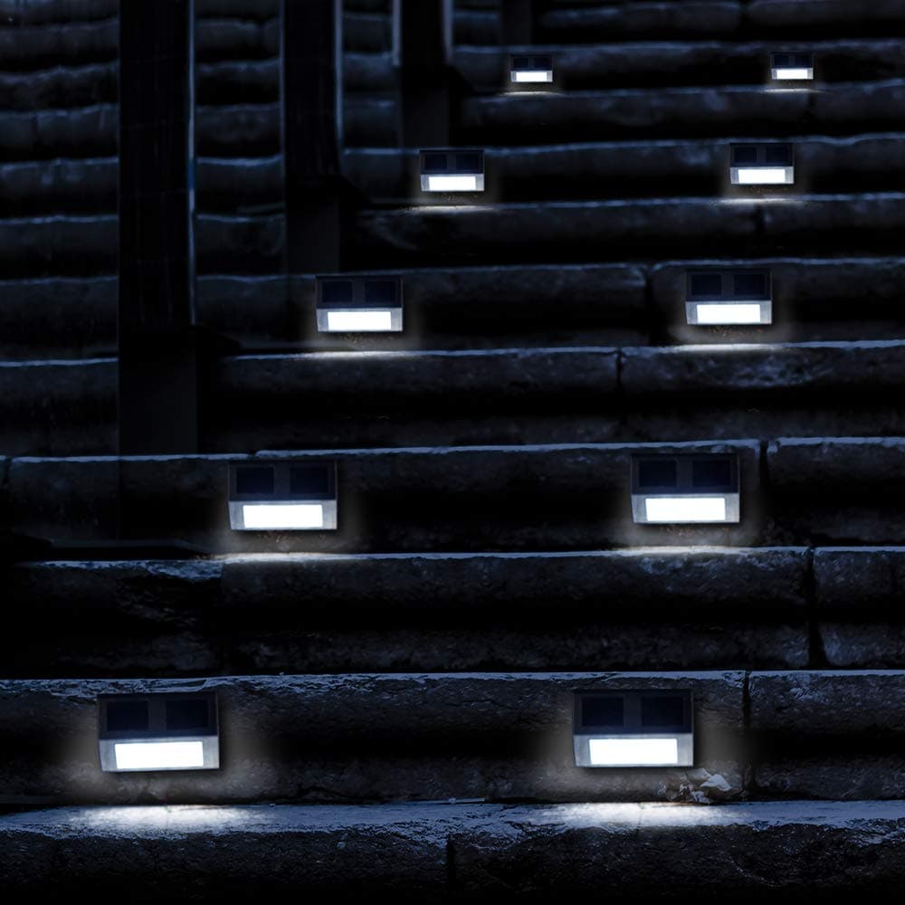 Metal Solar Step Lights, Outdoor Waterproof Lighting Deck Dock Post Fence, 6Pack