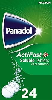 Panadol ActiFast Pain Relief Tablets, Soluble Paracetamol Tablets, Backache and Sore Throat, Pack of 24