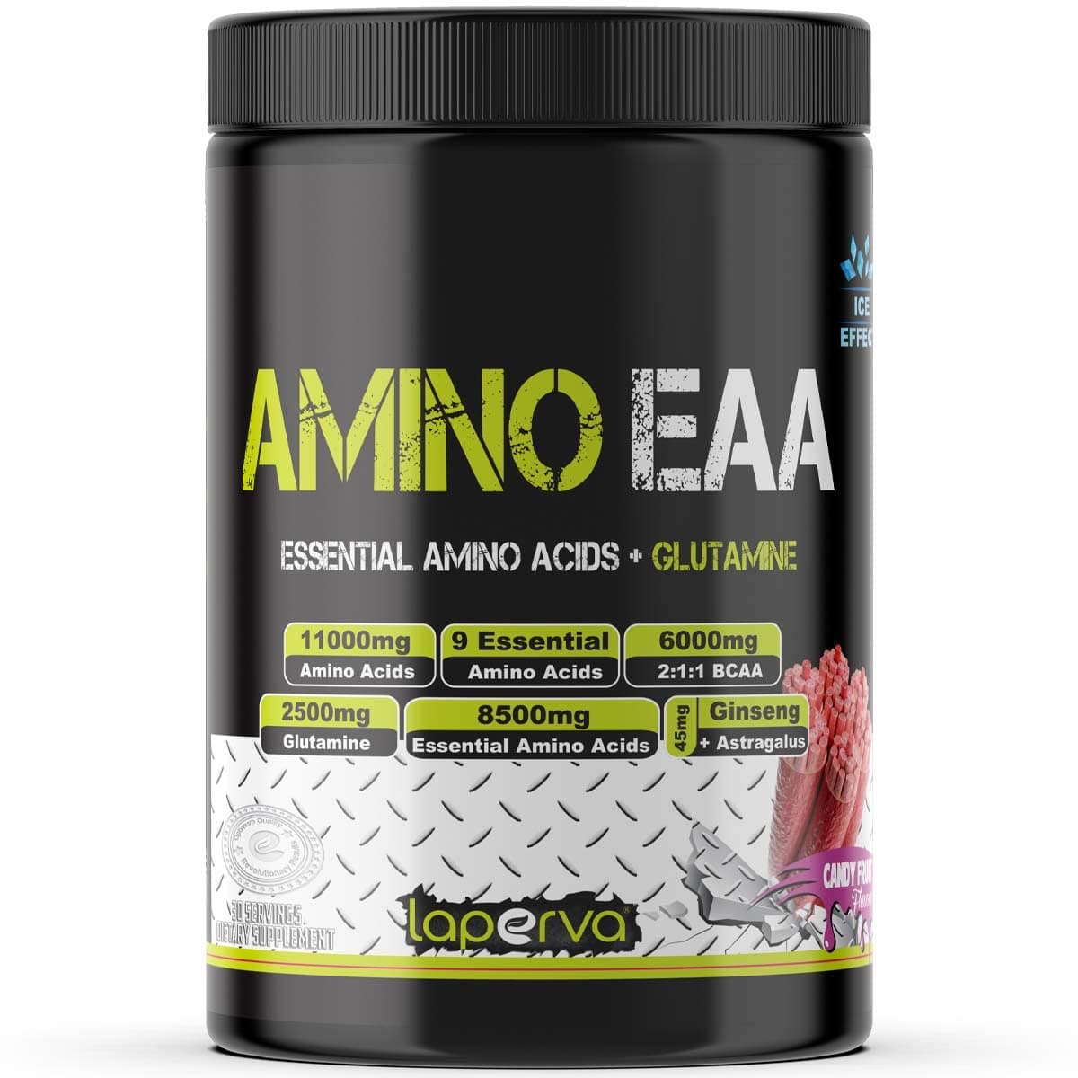Laperva EAA Supplement | Amino EAA, Essential Amino Acids + Glutamine, Helps for Building Blocks of Protein, Reduce Muscle Breakdown, Gain Muscle Mass and Recover Faster (Candy Fruit, 390 Grams)