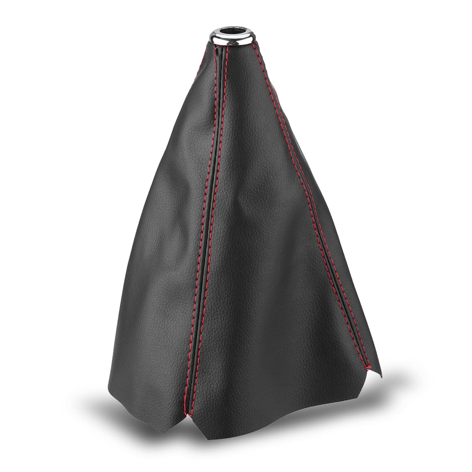 Keenso Shifter Boot Universal, PU Leather Shift Boot Retainer Stick Shift Sleeve Gear Shifter Boot Gear Gaiter Cover Black Bright Red Stitch