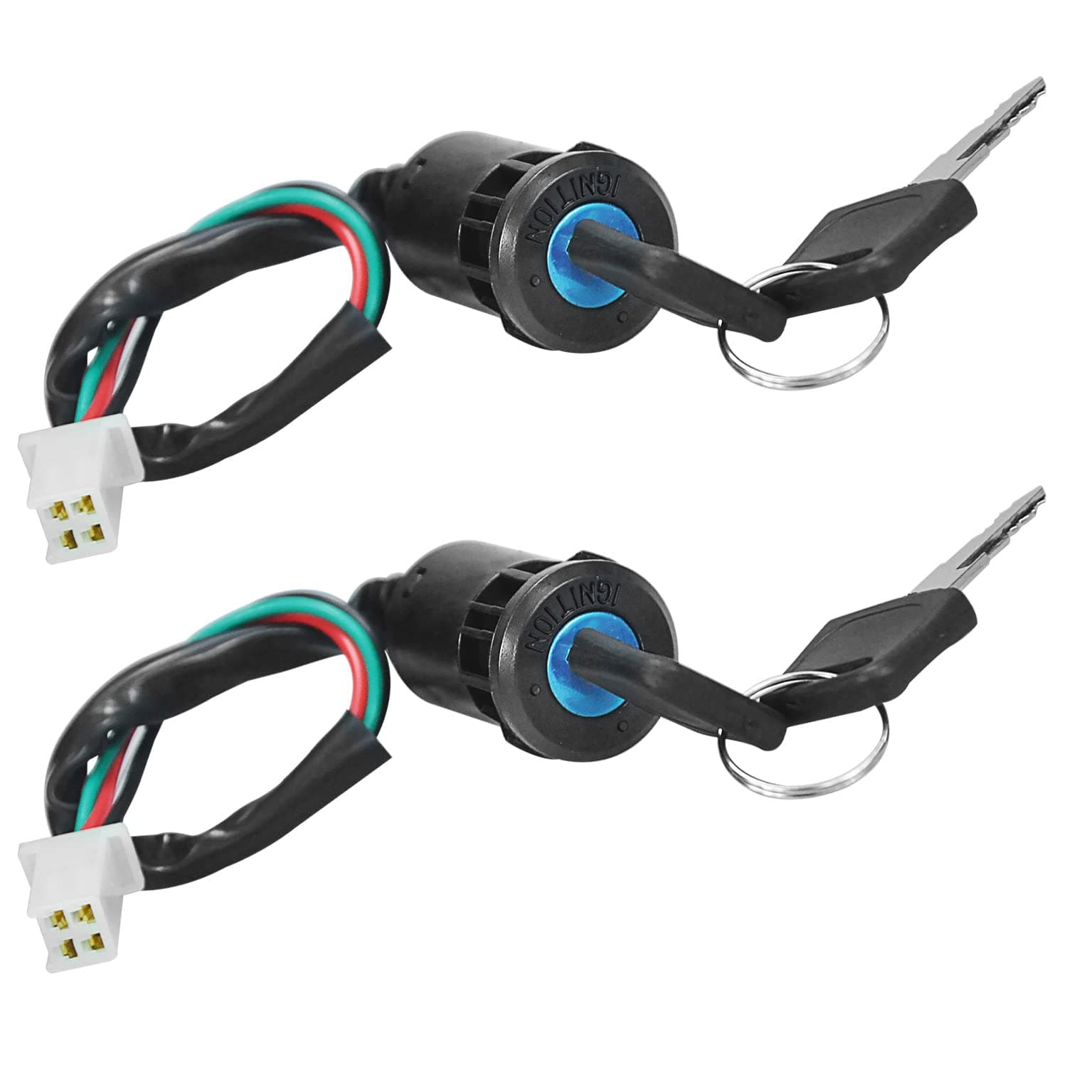 Ignition Starter On Off Switch Key for 50cc 90cc 110cc 125cc TaoTao Coolster Sunl Baja Roketa Apollo Chinese ATV Dirt Pit Bike Quad Go Kart Moped Scooter Mini Bike Hawk 110 4 Wheeler 4 Pin