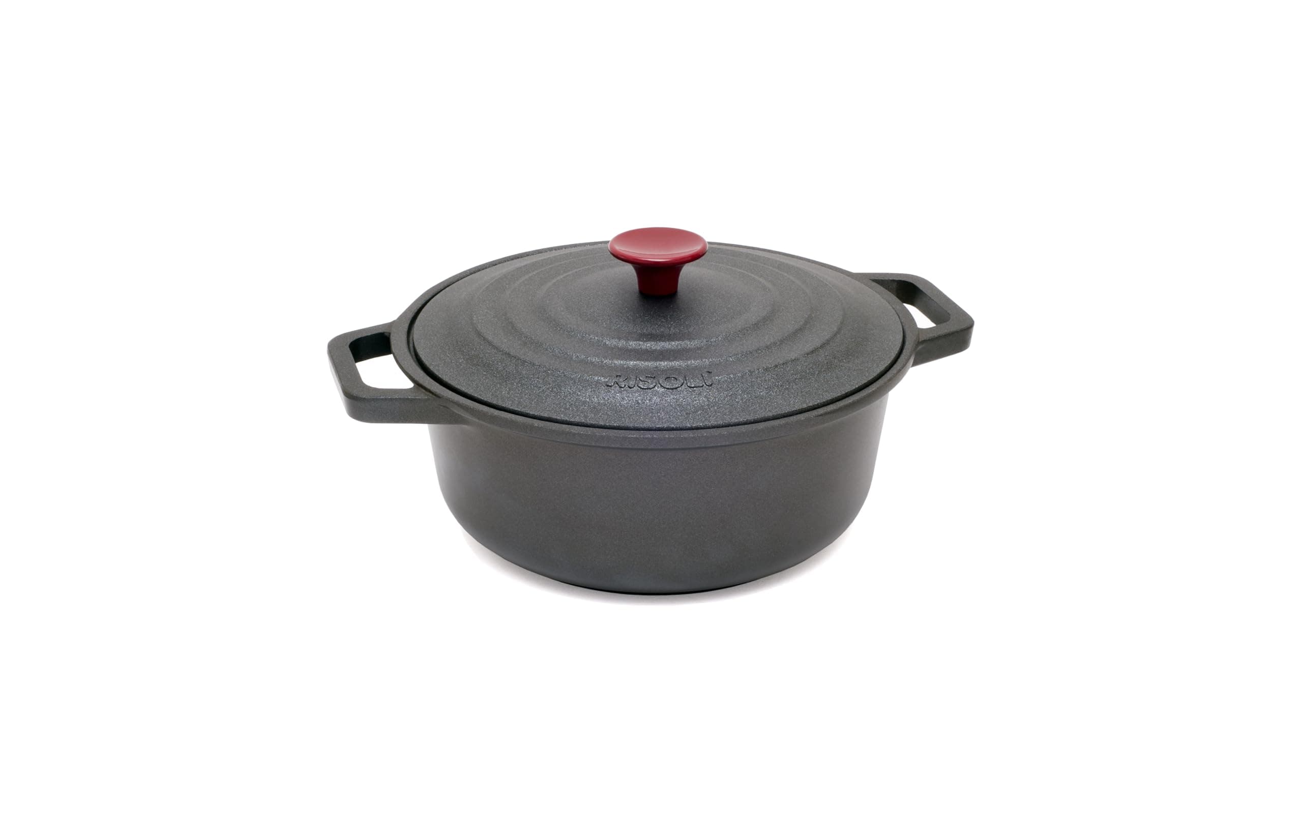 RISOLI Vinum Non-Stick Induction Casserole Dish Diameter 20 cm with Melting Lid Slow Cooking Recycled Aluminium Made in Italy