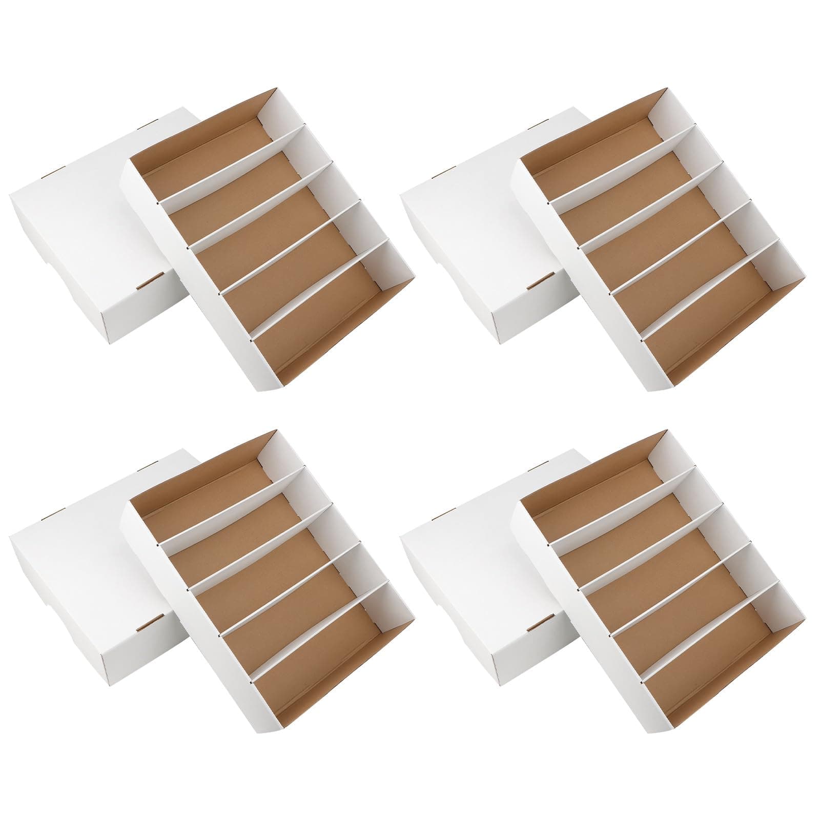 HIMOMO 4 Pack Card Storage Box, 3700 Count Trading Card Storage Box White Sports Storage Cards Box Organizer Sorting Tray Cases Box for Storing Protecting and Organizing Soccer Cards