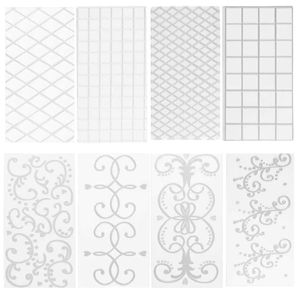 8 Pcs Embossing Mat, Fondant Impression Mat for Cake Decorating Clear Plastic Cake Decorating Tool