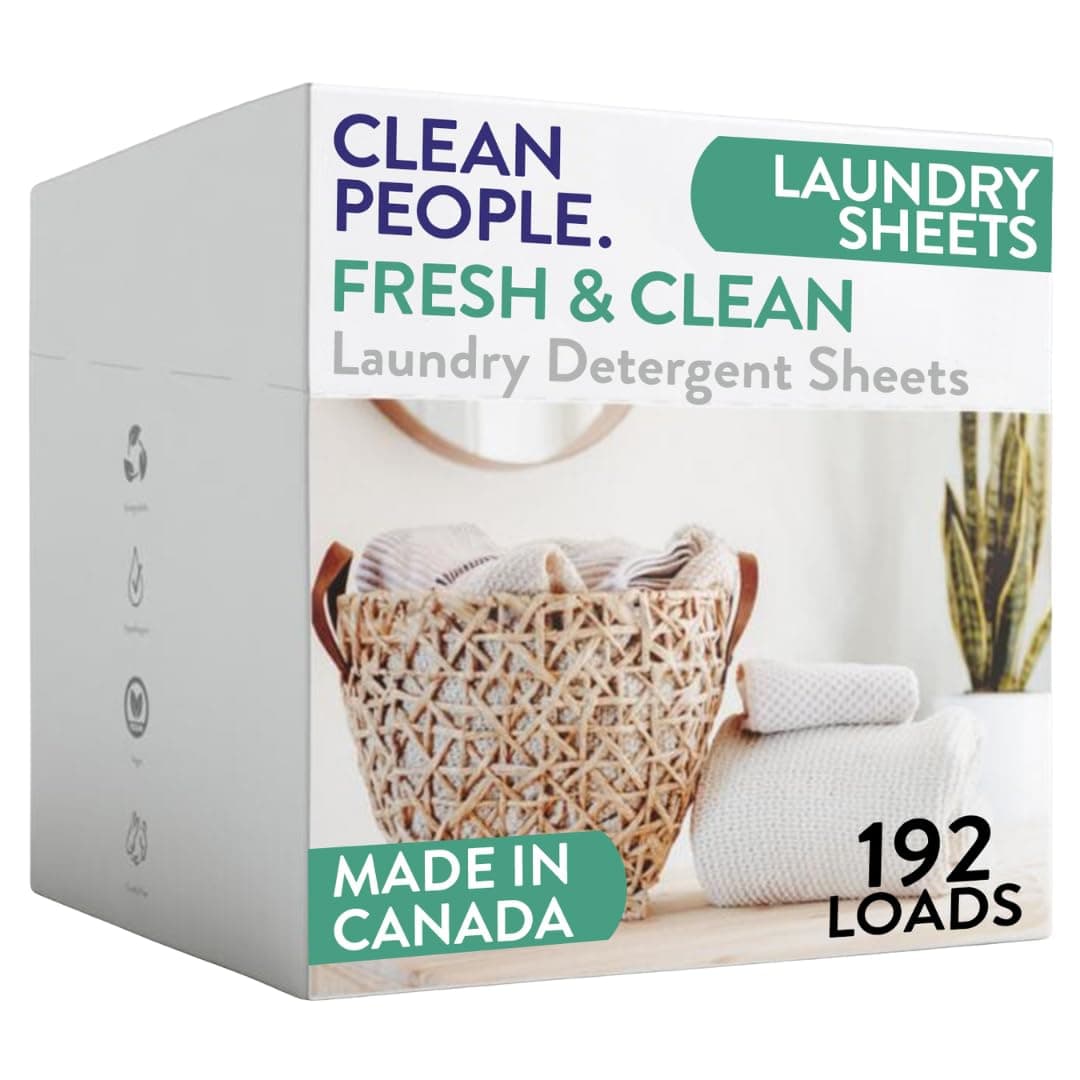 Clean People Laundry Detergent Sheets - Plant-Based, Hypoallergenic Laundry Soap - Ultra Concentrated, Plastic Free, Natural Ingredients, Recyclable Packaging, Stain Fighting - Fresh Scent, 192 Pack
