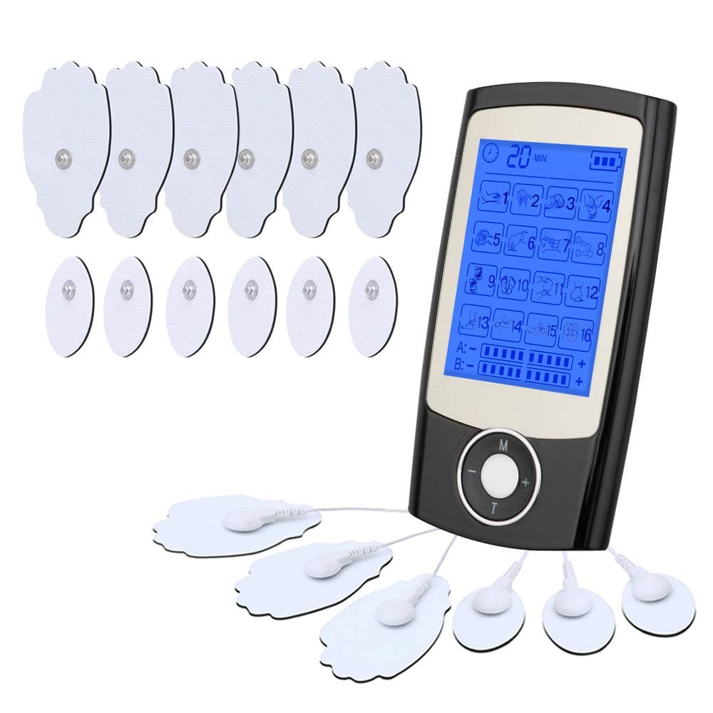 2020 Upgrade Version Electronic Muscle Stimulator TENS Unit Dual Output Channel Independent Control Rechargeable Pulse Massager with Adjustable 16 Modes Portable Pain Relief with 6 Electrode Pads