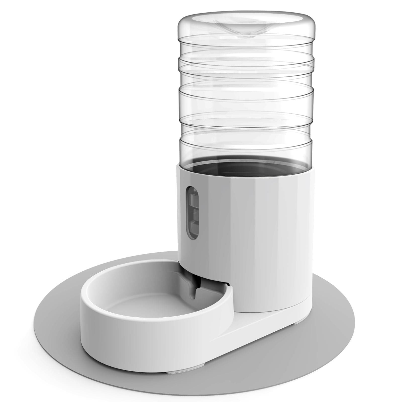 JUNSPOWPet Water Dispenser 4L with Placemat and Visible Window, Automatic Cat & Dog Water Dispenser, Pet Water Bowl, Stable Noiseless and Easy-Cleaning