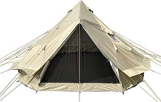 DANCHEL OUTDOOR B2 Portable Yurt with Stove Jack for All Year Living, 4 Season Bell Tent 4/6 Person Family Camping Glamping Gears 300D Oxford Khaki,13ft/16.4ft