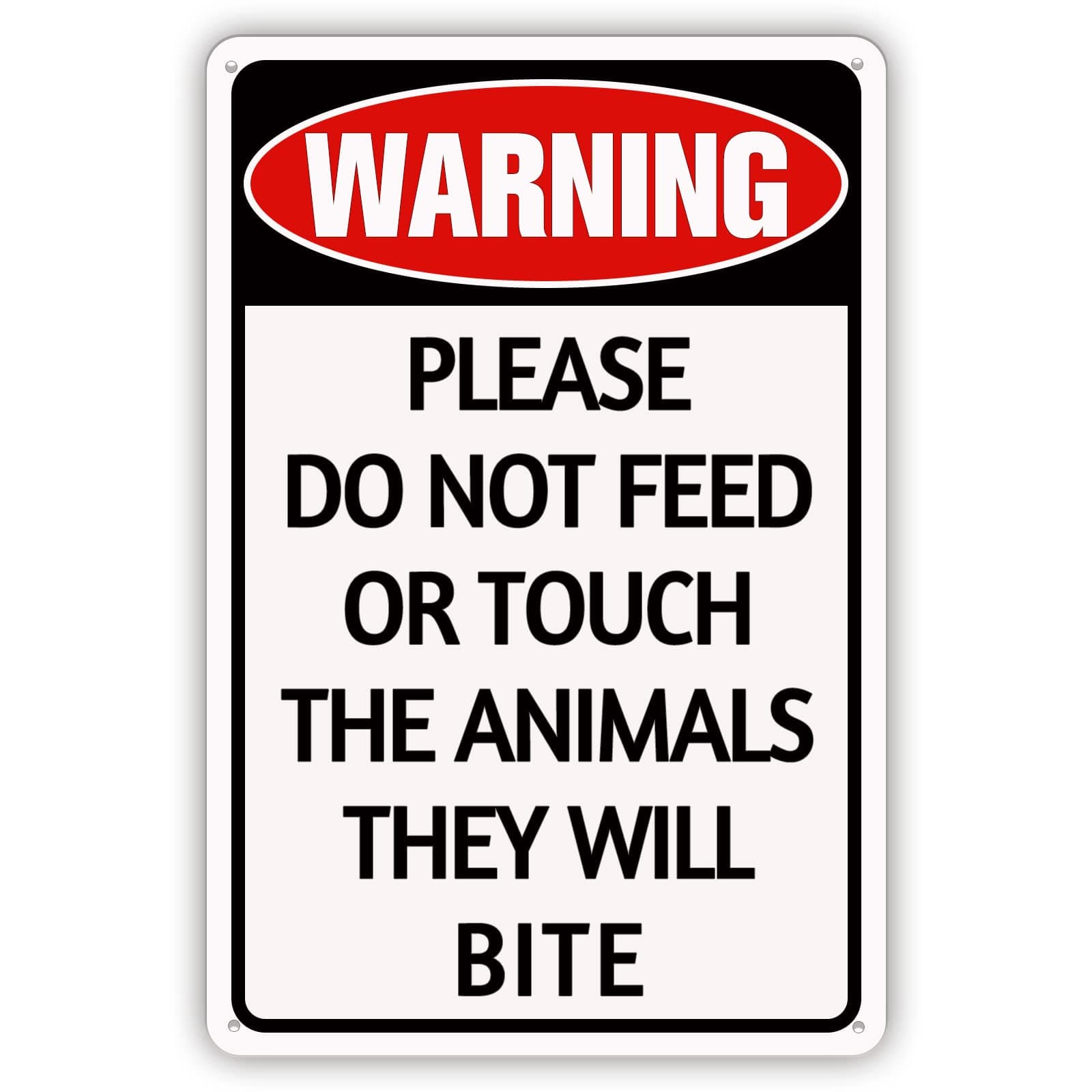 Warning Please Do Not Feed or Touch The Animals They Will Bite Metal Tin Sign for Yard Zoo Farmhouse 12 x 8 Inch