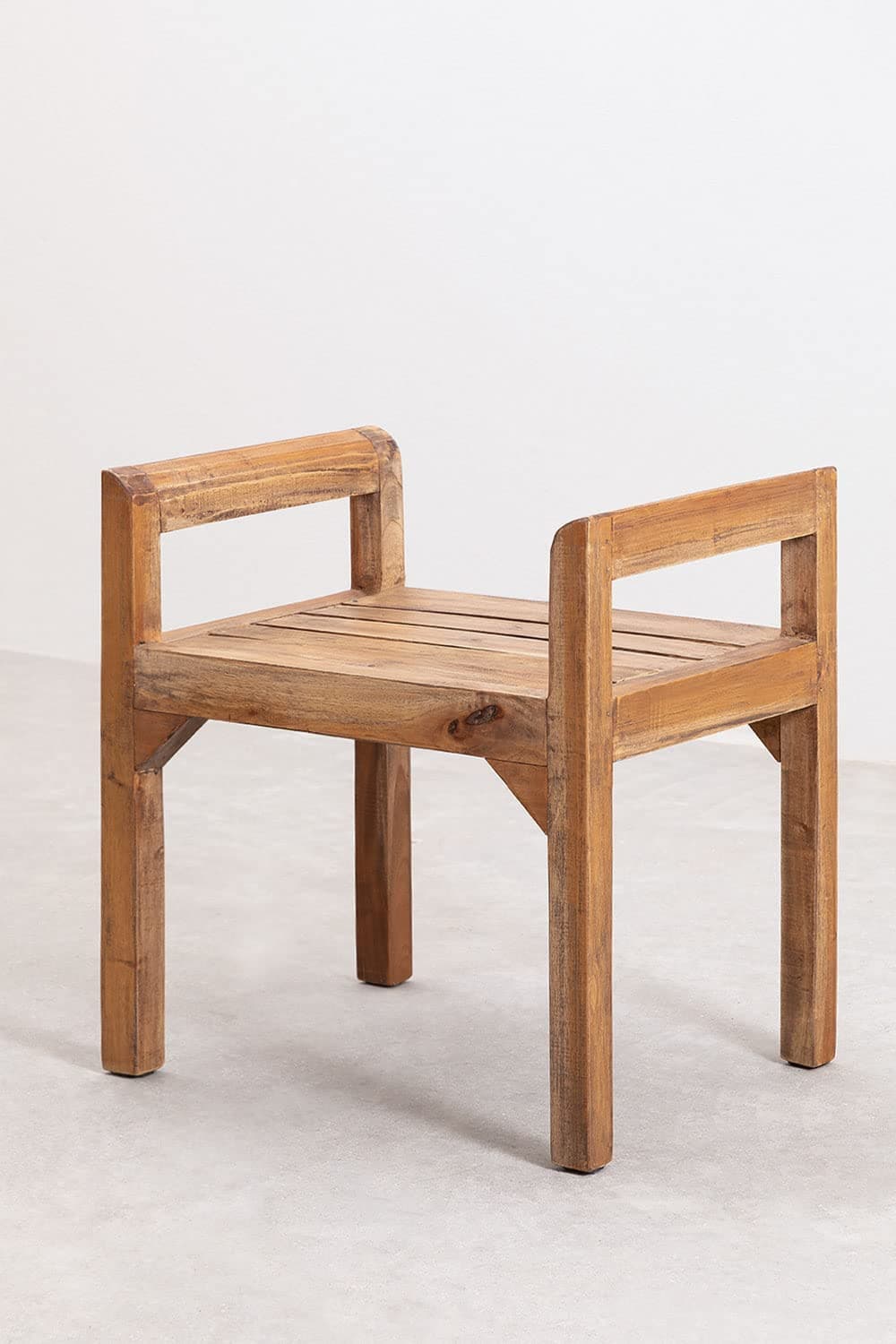 Solid Sheesham Wood Seating Bench with Armrest for Home Living Room Hall Wooden Furniture for Indoor Outdoor Garden Balcony (Teak Finish) Platform