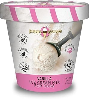 Puppy Scoops Dog Ice Cream Mix (Vanilla Flavor), 4.65 oz - Just Add Water and Freeze at Home, Powder Mix with Ice Cream Cup and Reusable Lid - Made in USA